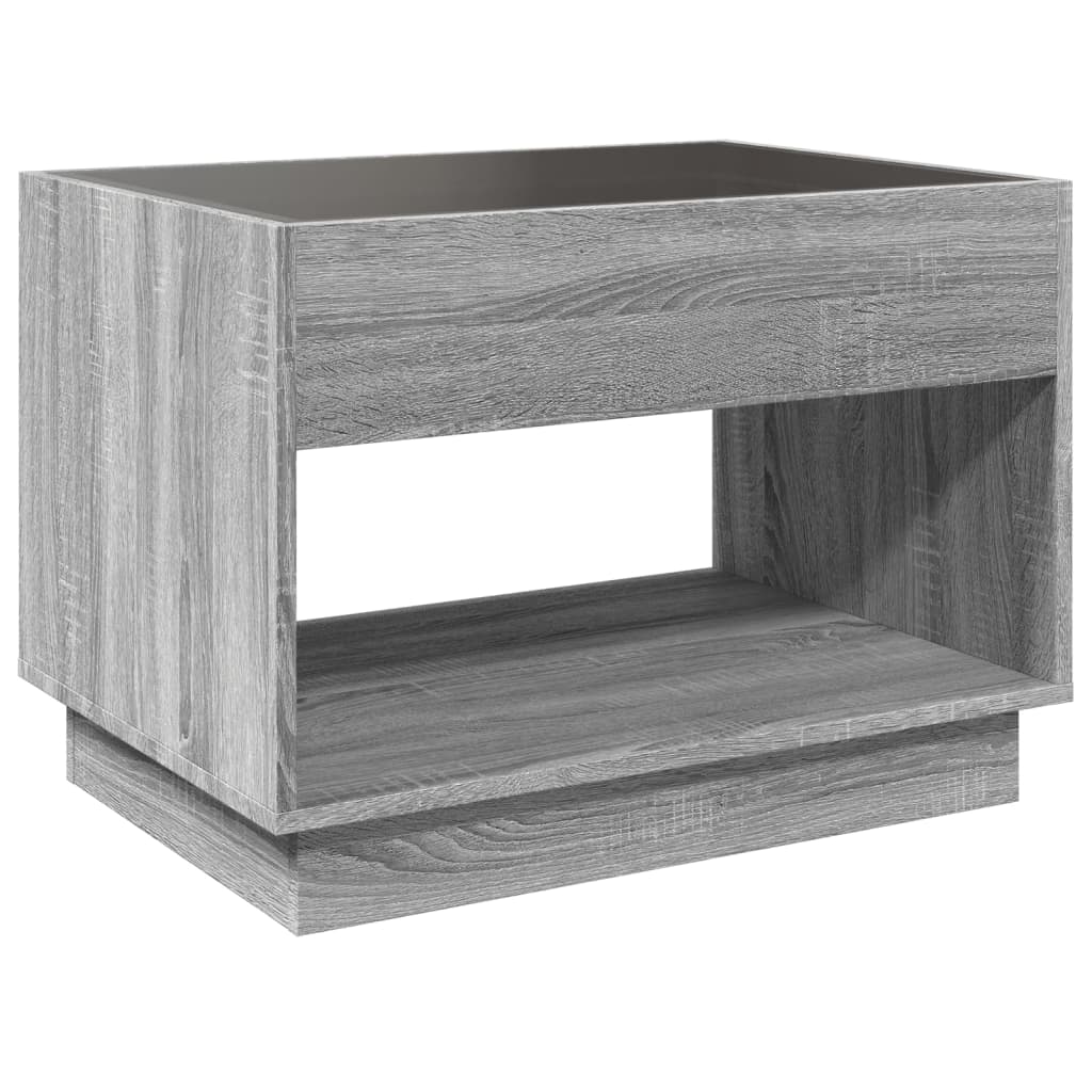 vidaXL Stolik kawowy z LED Infinity, szary dąb sonoma, 70x50x50 cm