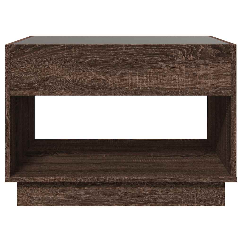 vidaXL Stolik kawowy z LED Infinity, brązowy dąb, 70x50x50 cm