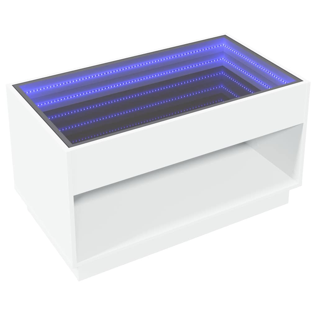 vidaXL Stolik kawowy z LED Infinity, biały, 90x50x50 cm