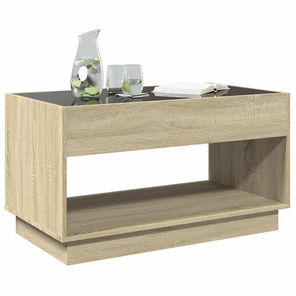 vidaXL Stolik kawowy z LED Infinity, dąb sonoma, 90x50x50 cm