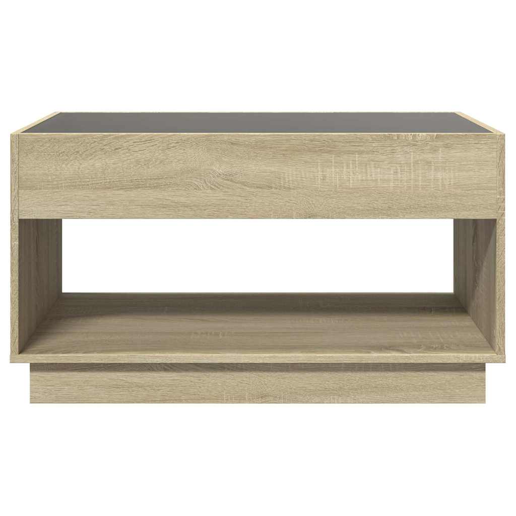 vidaXL Stolik kawowy z LED Infinity, dąb sonoma, 90x50x50 cm