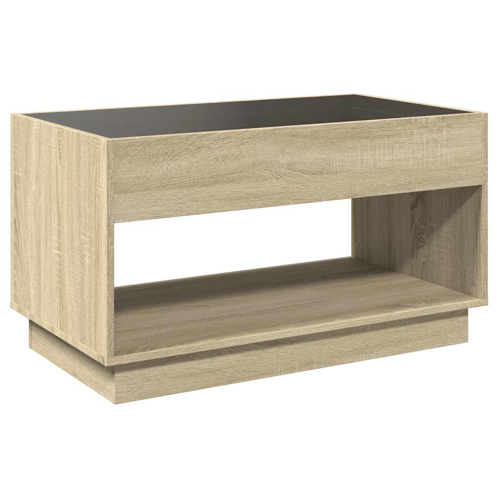 vidaXL Stolik kawowy z LED Infinity, dąb sonoma, 90x50x50 cm