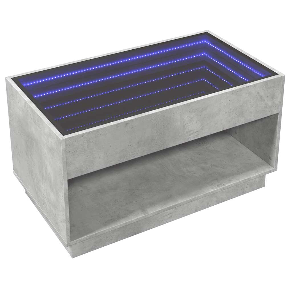 vidaXL Stolik kawowy z LED Infinity, szarość betonu, 90x50x50 cm