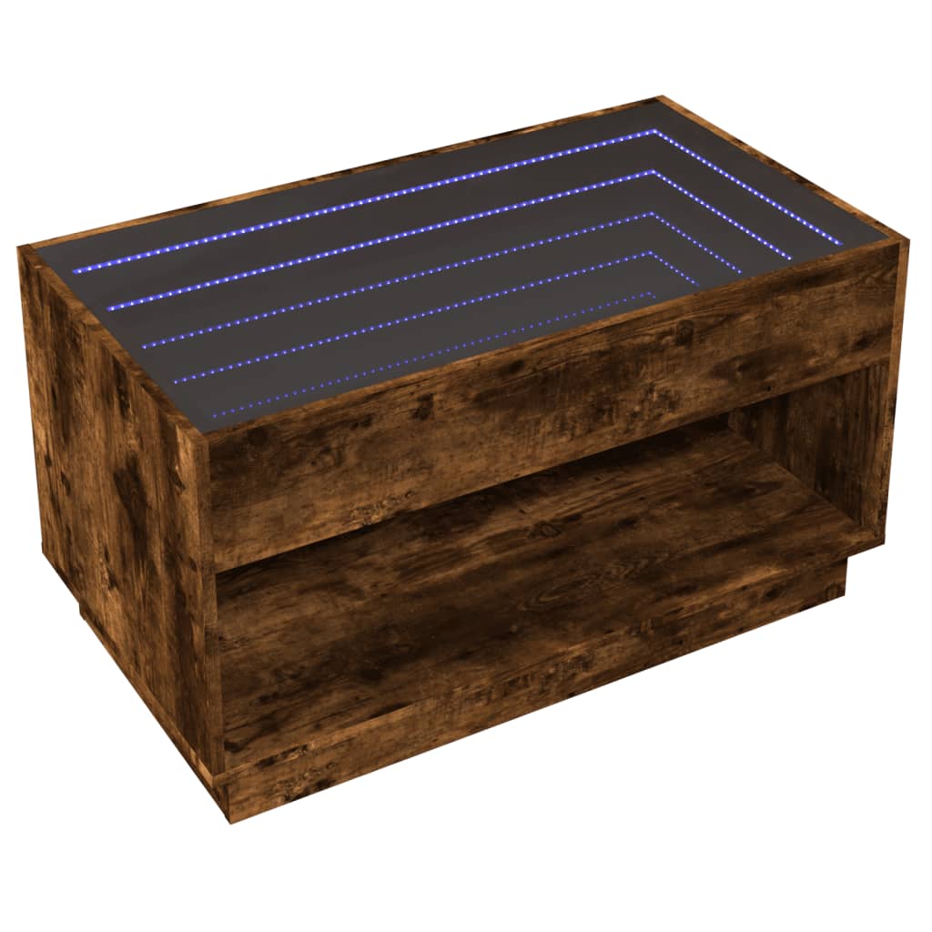 vidaXL Stolik kawowy z LED Infinity, przydymiony dąb, 90x50x50 cm
