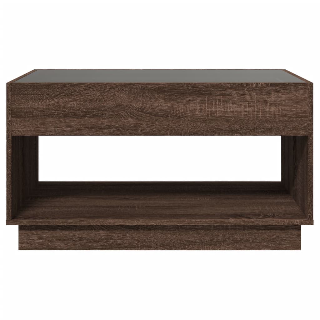 vidaXL Stolik kawowy z LED Infinity, brązowy dąb, 90x50x50 cm