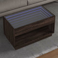 vidaXL Stolik kawowy z LED Infinity, brązowy dąb, 90x50x50 cm