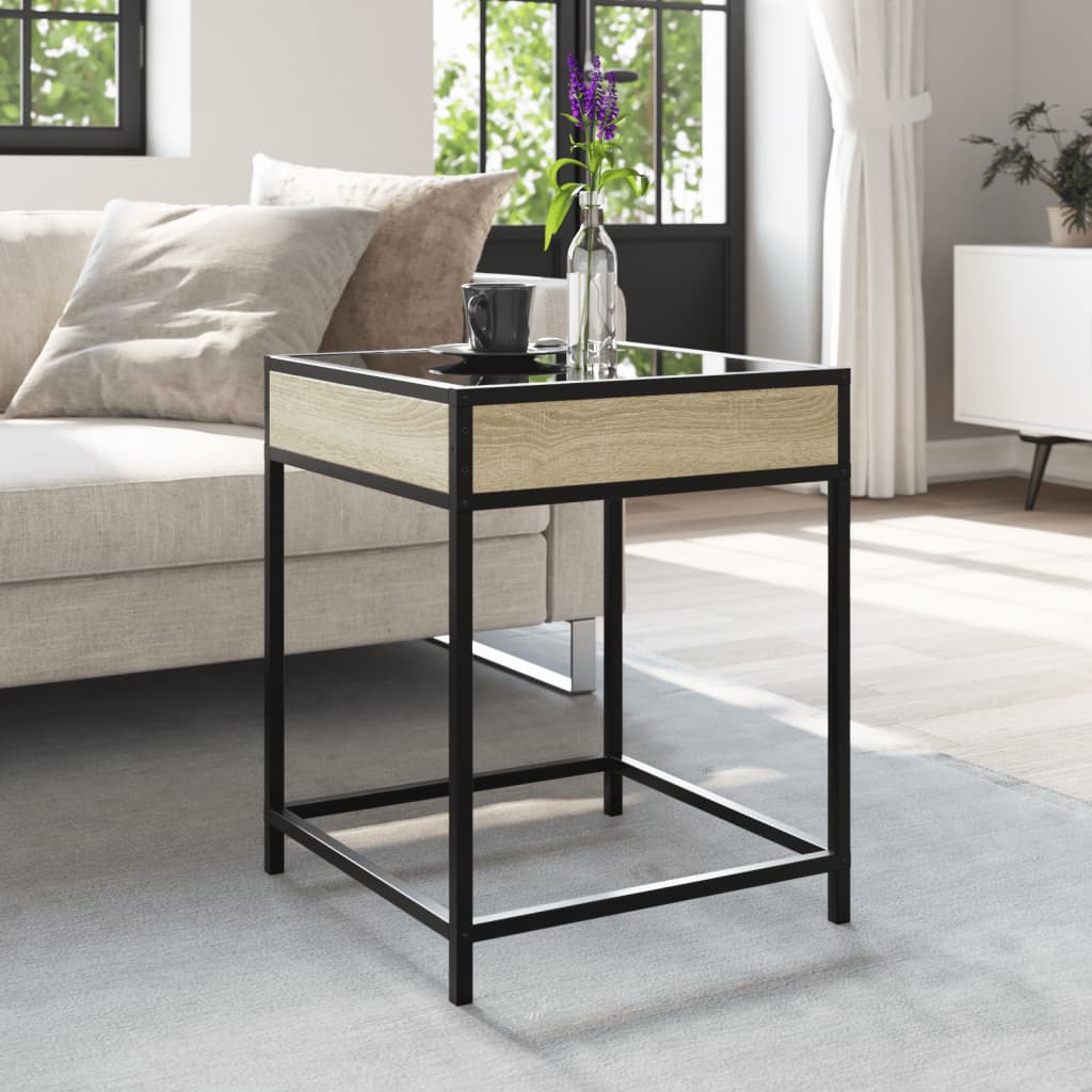 vidaXL Stolik kawowy z LED Infinity, dąb sonoma, 40x40x51 cm