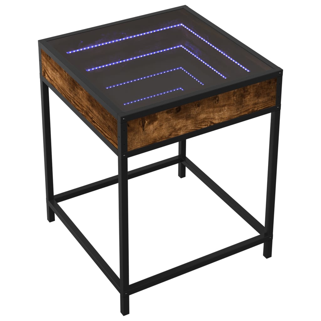 vidaXL Stolik kawowy z LED Infinity, przydymiony dąb, 40x40x51 cm