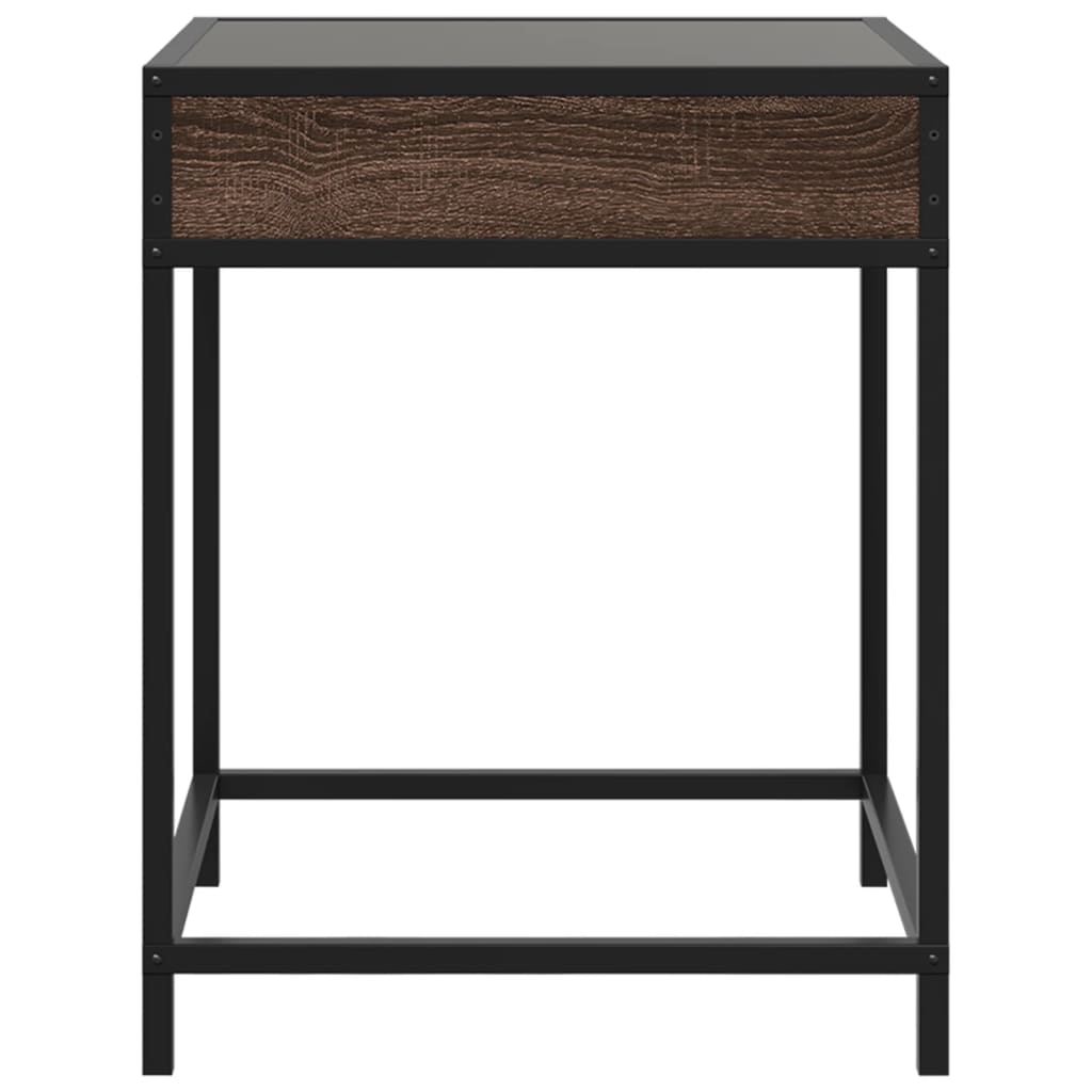 vidaXL Stolik kawowy z LED Infinity, brązowy dąb, 40x40x51 cm