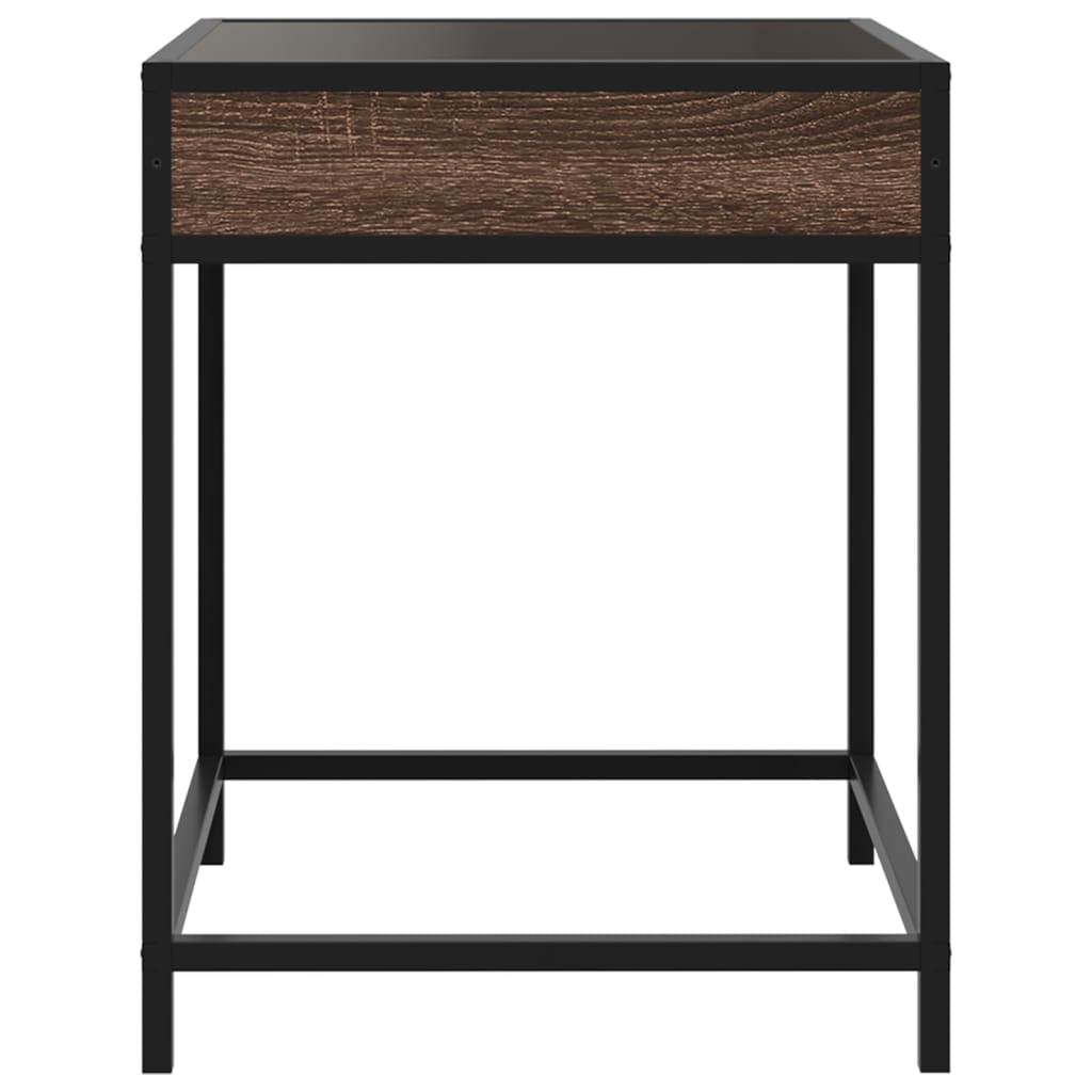 vidaXL Stolik kawowy z LED Infinity, brązowy dąb, 40x40x51 cm
