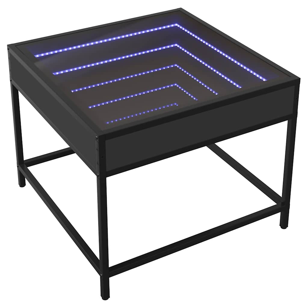 vidaXL Stolik kawowy z LED Infinity, czarny, 50x50x41 cm