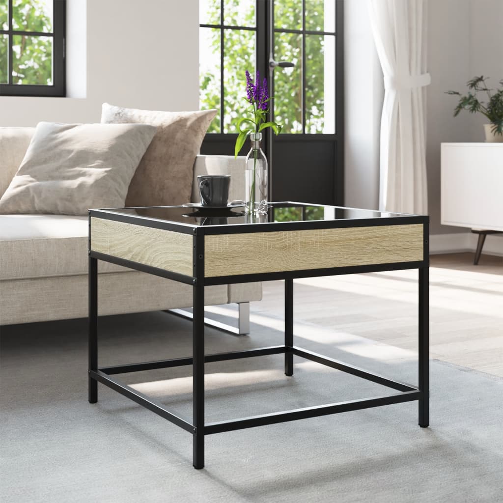 vidaXL Stolik kawowy z LED Infinity, dąb sonoma, 50x50x41 cm