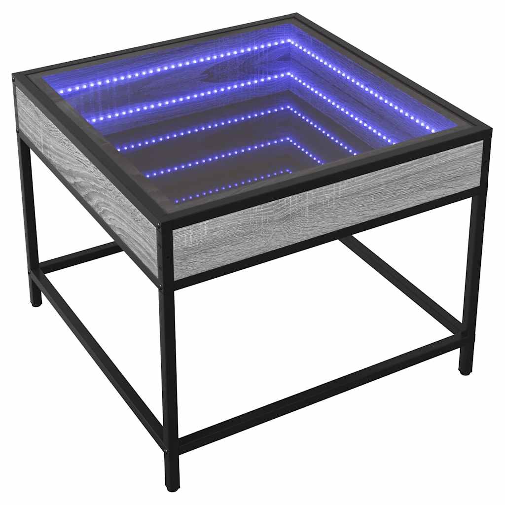 vidaXL Stolik kawowy z LED Infinity, szary dąb sonoma, 50x50x41 cm