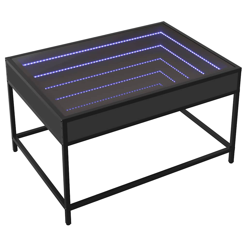 vidaXL Stolik kawowy z LED Infinity, czarny, 70x50x41 cm
