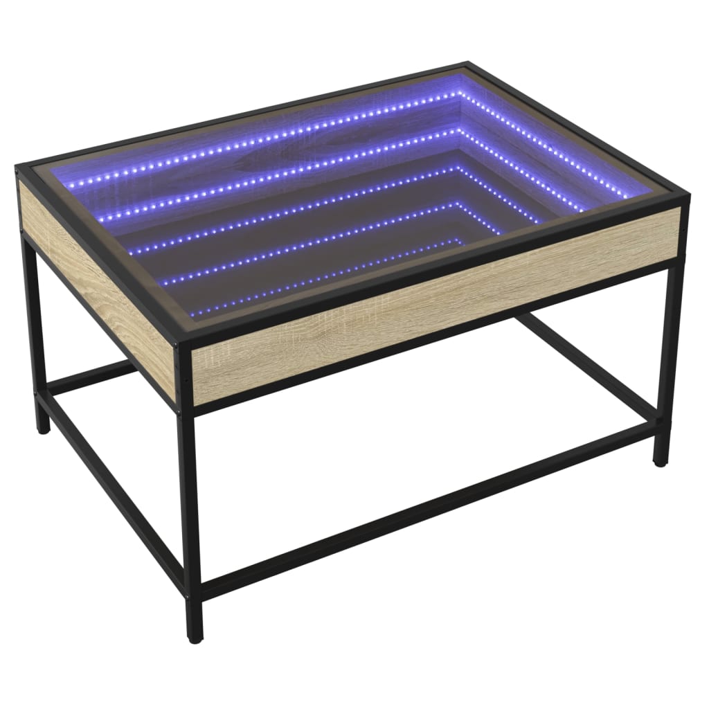vidaXL Stolik kawowy z LED Infinity, dąb sonoma, 70x50x41 cm