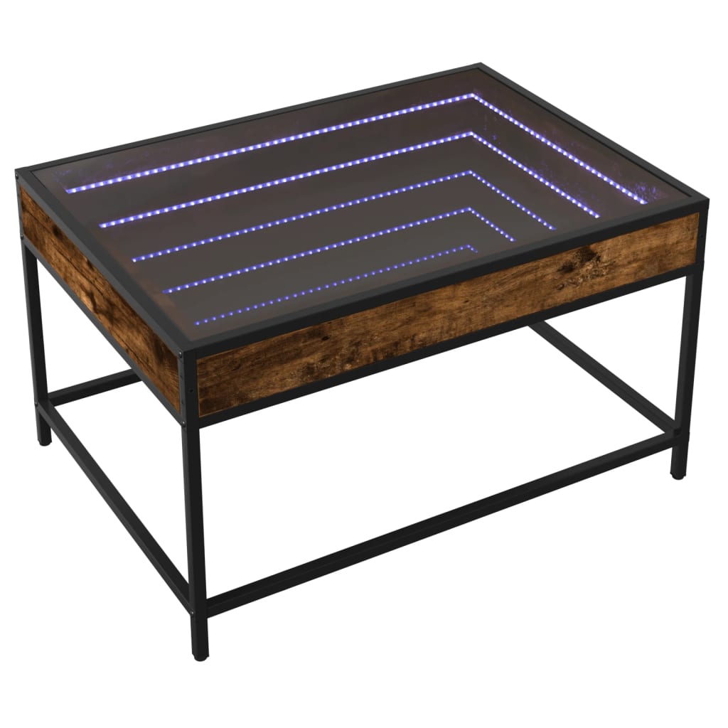 vidaXL Stolik kawowy z LED Infinity, przydymiony dąb, 70x50x41 cm