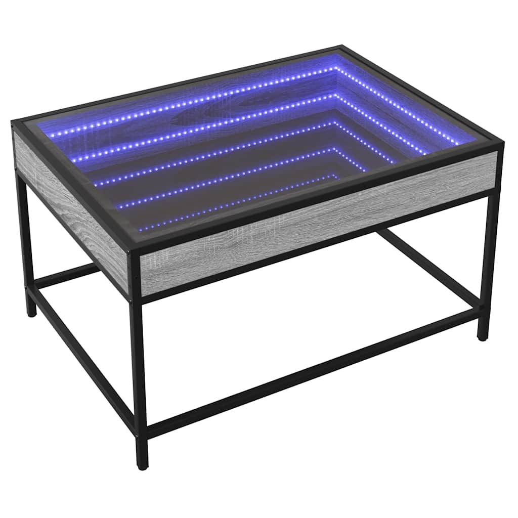 vidaXL Stolik kawowy z LED Infinity, szary dąb sonoma, 70x50x41 cm