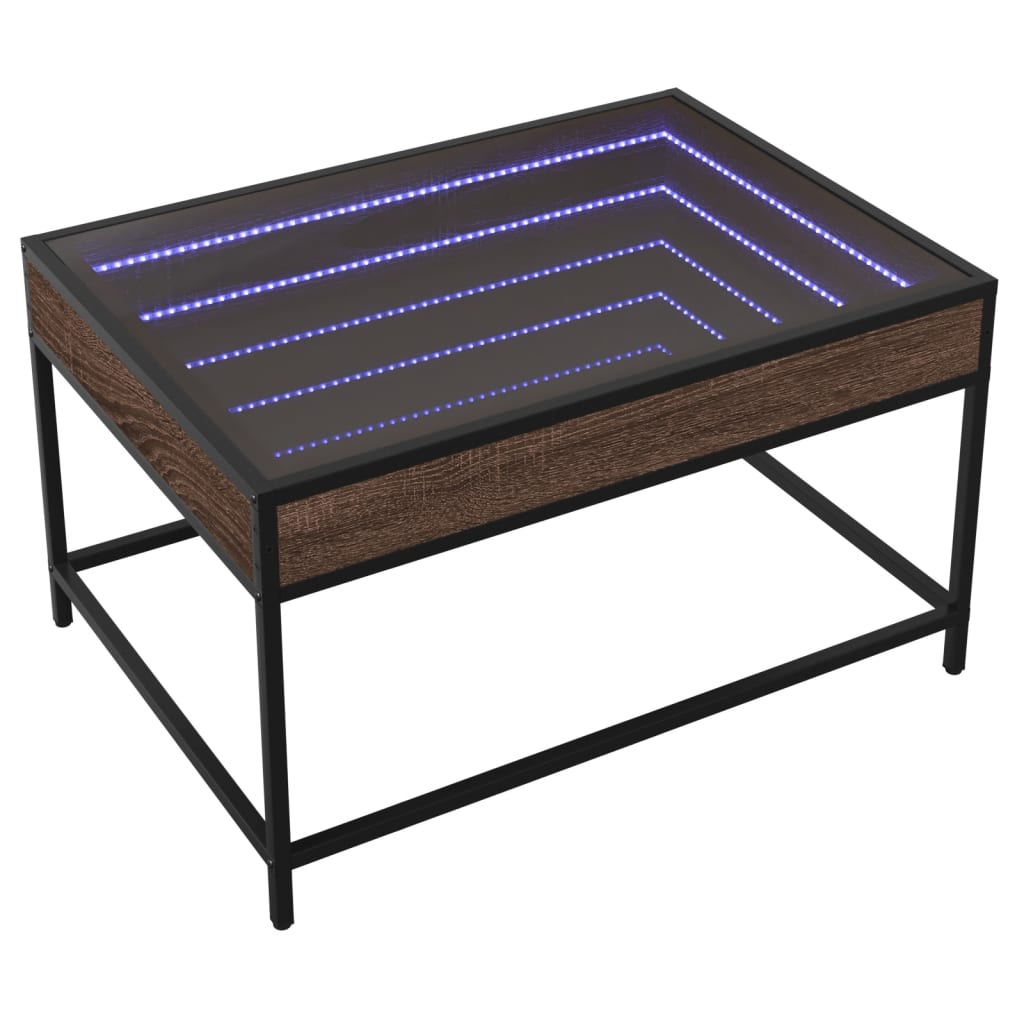 vidaXL Stolik kawowy z LED Infinity, brązowy dąb, 70x50x41 cm