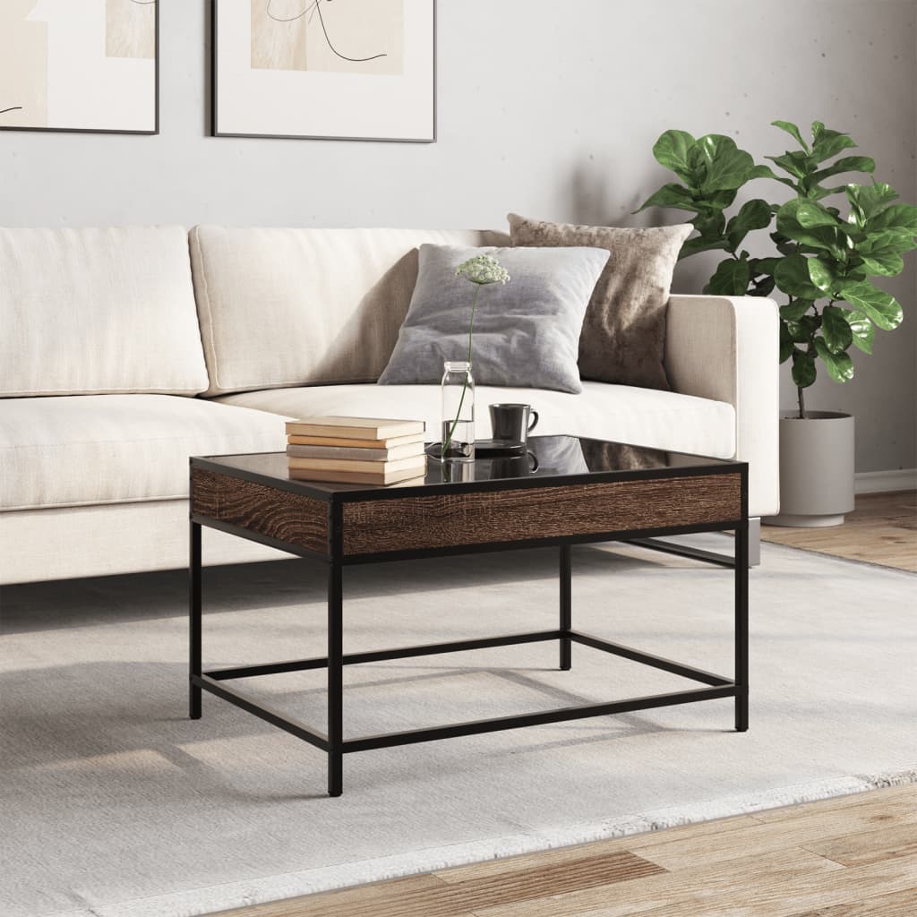 vidaXL Stolik kawowy z LED Infinity, brązowy dąb, 70x50x41 cm