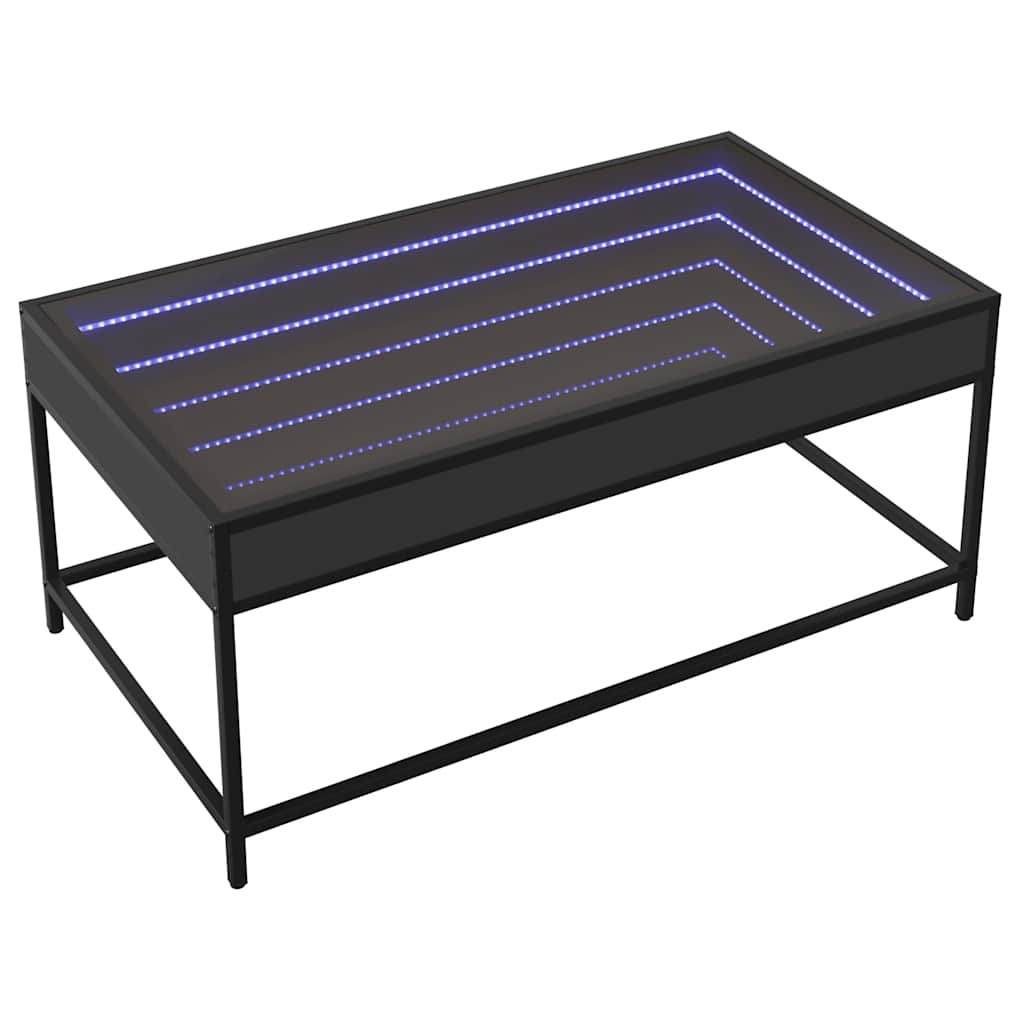 vidaXL Stolik kawowy z LED Infinity, czarny, 90x50x41 cm