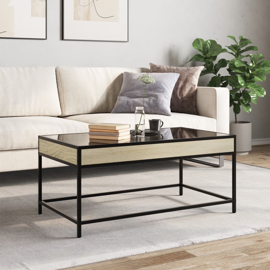 vidaXL Stolik kawowy z LED Infinity, dąb sonoma, 90x50x41 cm