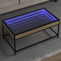 vidaXL Stolik kawowy z LED Infinity, dąb sonoma, 90x50x41 cm