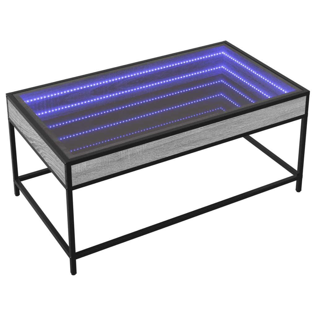vidaXL Stolik kawowy z LED Infinity, szary dąb sonoma, 90x50x41 cm