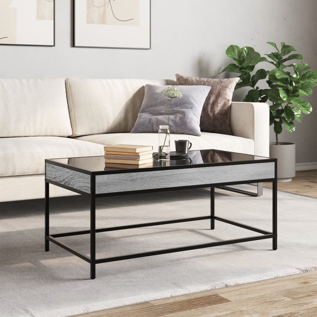 vidaXL Stolik kawowy z LED Infinity, szary dąb sonoma, 90x50x41 cm