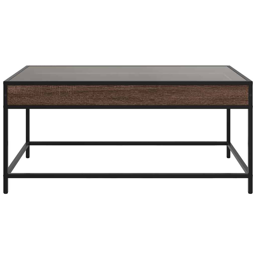 vidaXL Stolik kawowy z LED Infinity, brązowy dąb, 90x50x41 cm