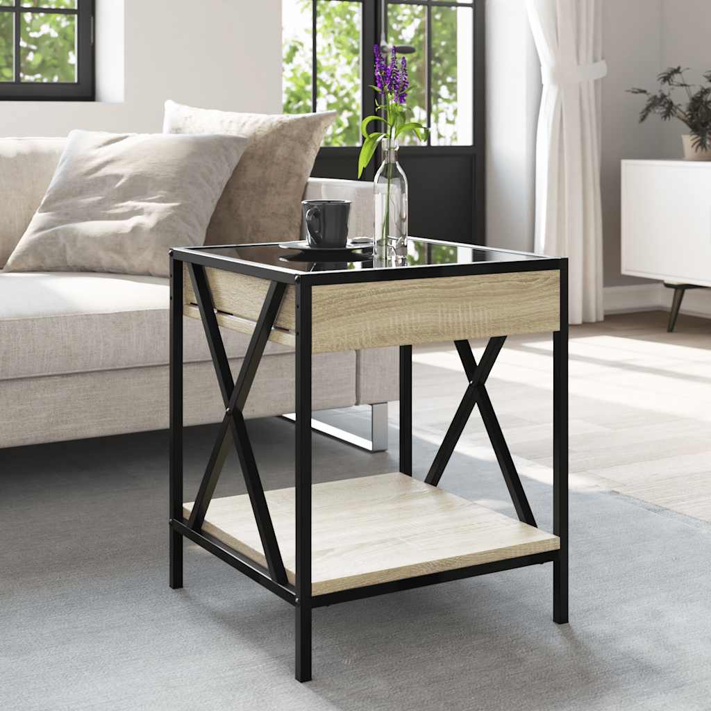 vidaXL Stolik kawowy z LED Infinity, dąb sonoma, 40x40x49 cm