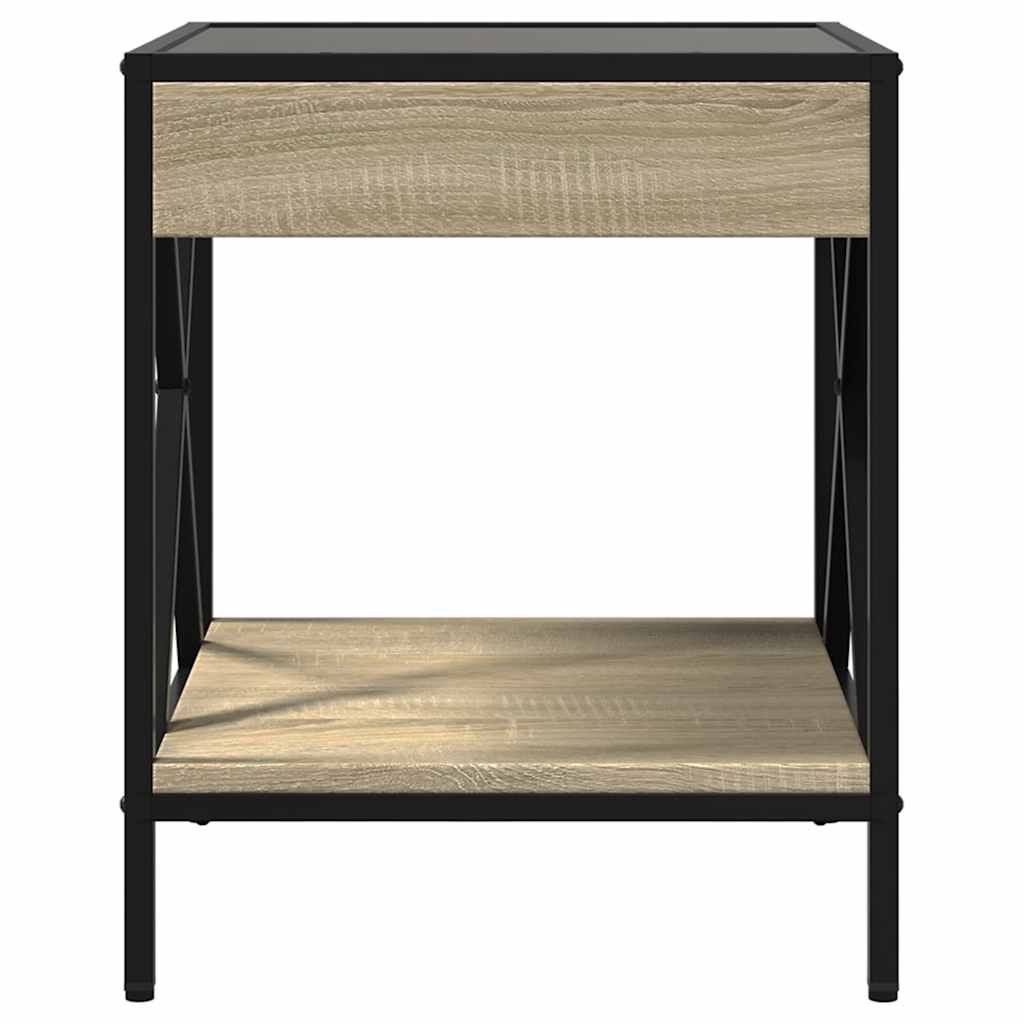 vidaXL Stolik kawowy z LED Infinity, dąb sonoma, 40x40x49 cm