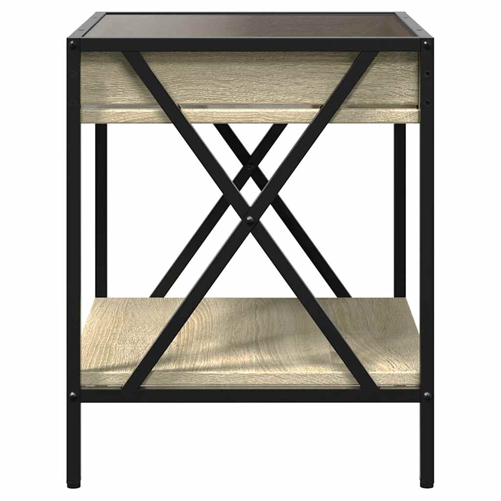 vidaXL Stolik kawowy z LED Infinity, dąb sonoma, 40x40x49 cm