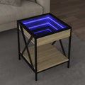 vidaXL Stolik kawowy z LED Infinity, dąb sonoma, 40x40x49 cm