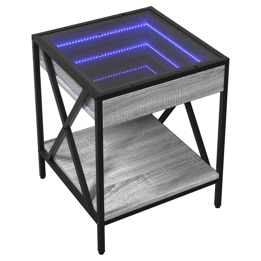 vidaXL Stolik kawowy z LED Infinity, szary dąb sonoma, 40x40x49 cm