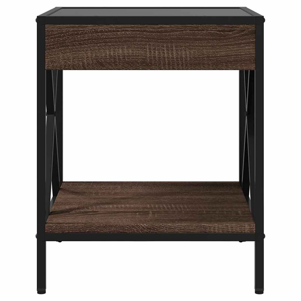 vidaXL Stolik kawowy z LED Infinity, brązowy dąb, 40x40x49 cm