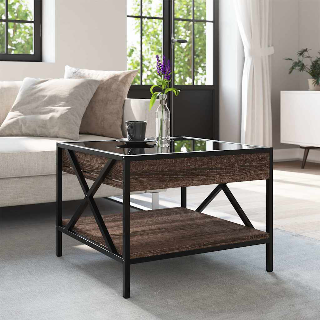 vidaXL Stolik kawowy z LED Infinity, brązowy dąb, 50x50x38 cm