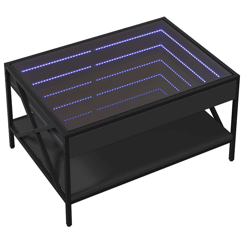 vidaXL Stolik kawowy z LED Infinity, czarny, 70x50x38 cm