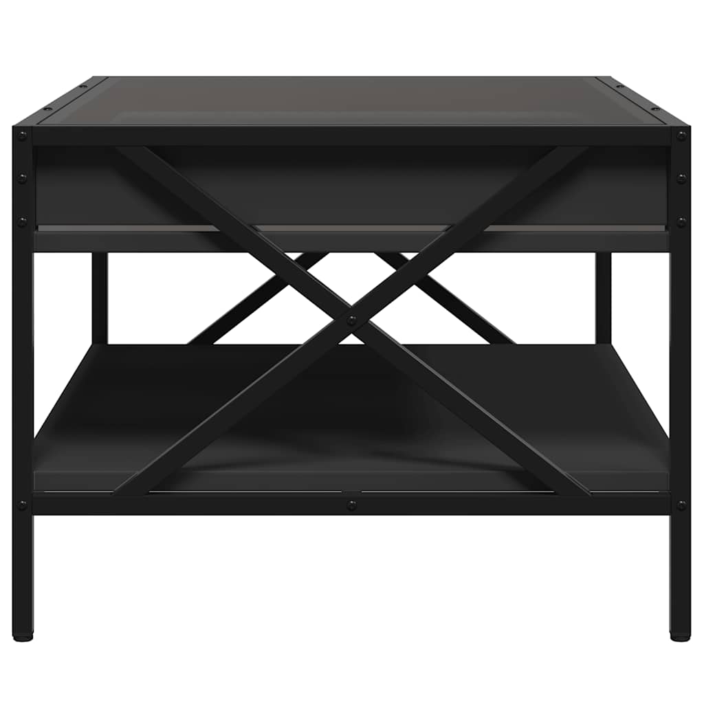 vidaXL Stolik kawowy z LED Infinity, czarny, 70x50x38 cm