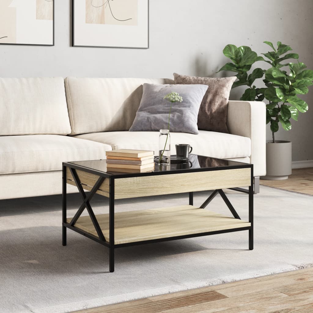 vidaXL Stolik kawowy z LED Infinity, dąb sonoma, 70x50x38 cm