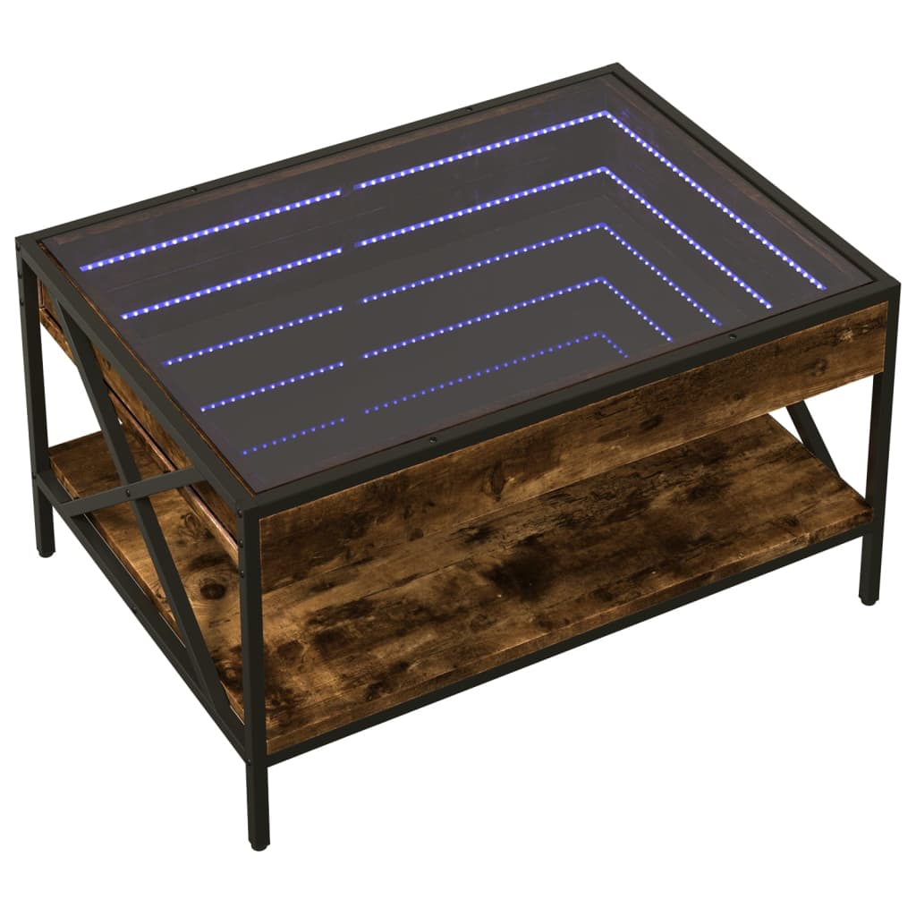 vidaXL Stolik kawowy z LED Infinity, przydymiony dąb, 70x50x38 cm