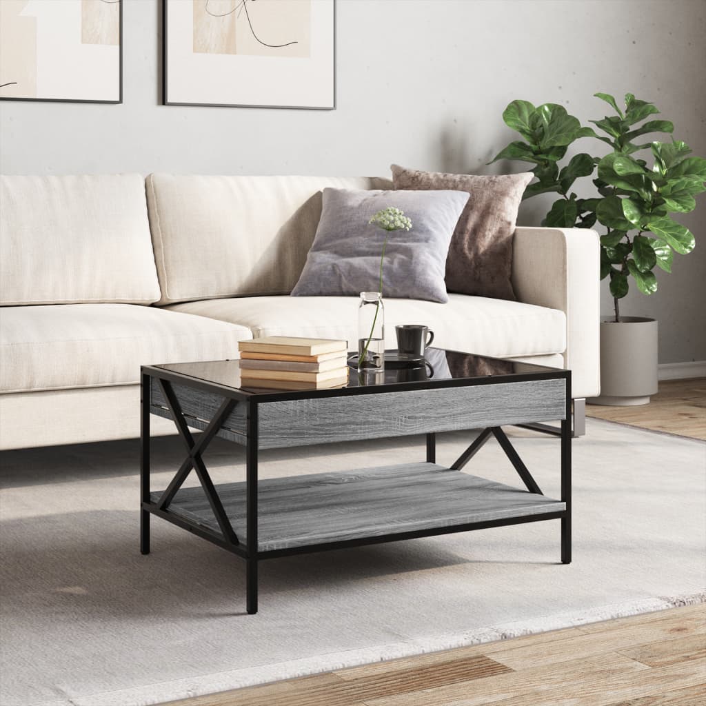 vidaXL Stolik kawowy z LED Infinity, szary dąb sonoma, 70x50x38 cm