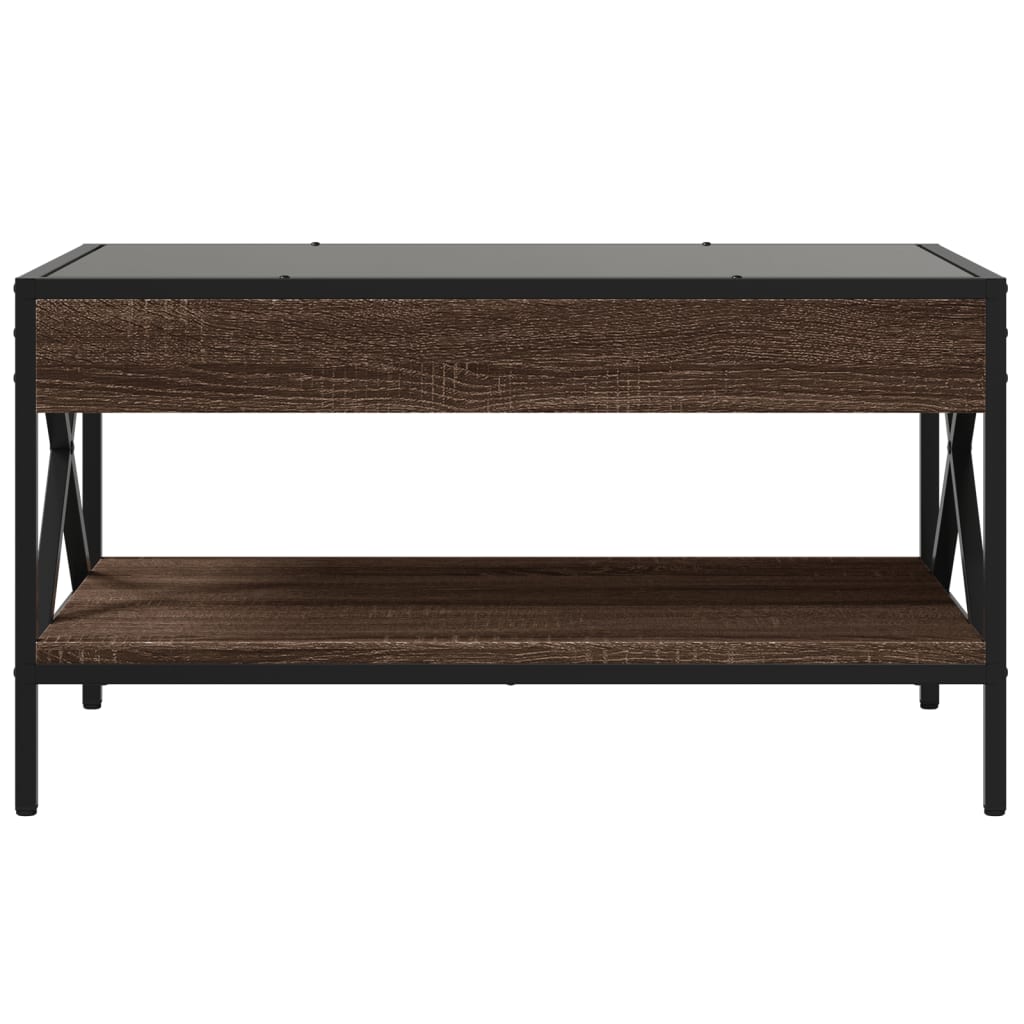 vidaXL Stolik kawowy z LED Infinity, brązowy dąb, 70x50x38 cm
