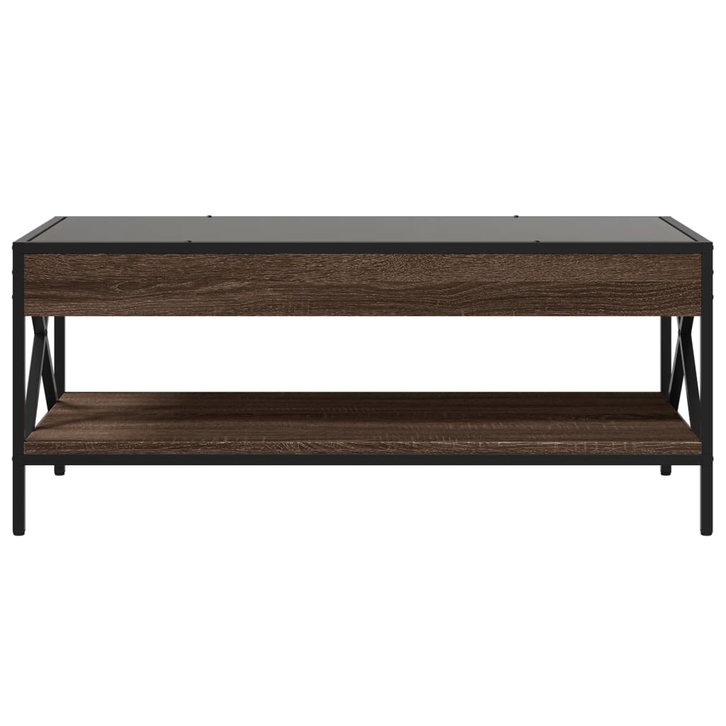 vidaXL Stolik kawowy z LED Infinity, brązowy dąb, 90x50x38 cm