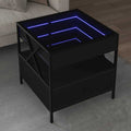 vidaXL Stolik kawowy z LED Infinity, czarny, 50x50x51 cm