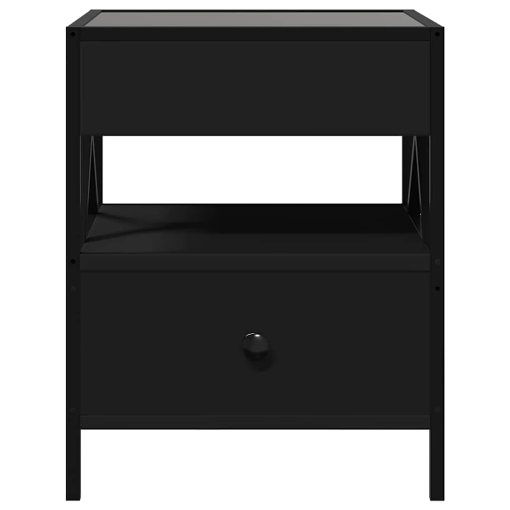 vidaXL Stolik nocny z LED Infinity, czarny, 40x40x51 cm