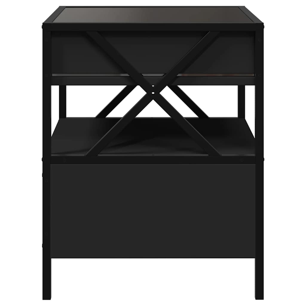 vidaXL Stolik nocny z LED Infinity, czarny, 40x40x51 cm