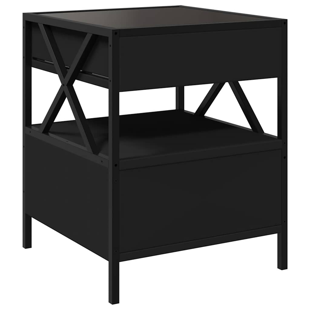 vidaXL Stolik nocny z LED Infinity, czarny, 40x40x51 cm