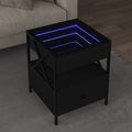 vidaXL Stolik nocny z LED Infinity, czarny, 40x40x51 cm