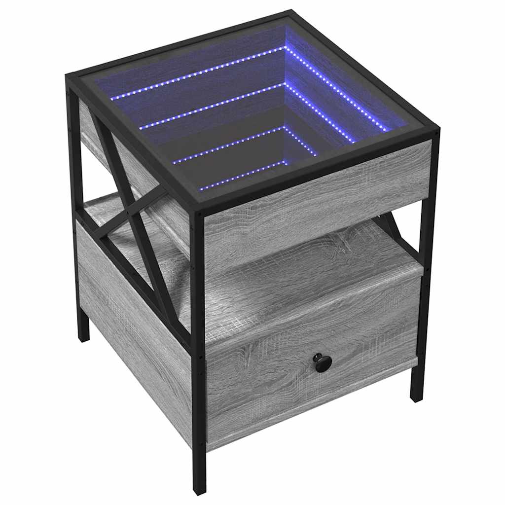vidaXL Stolik kawowy z LED Infinity, szary dąb sonoma, 40x40x51 cm