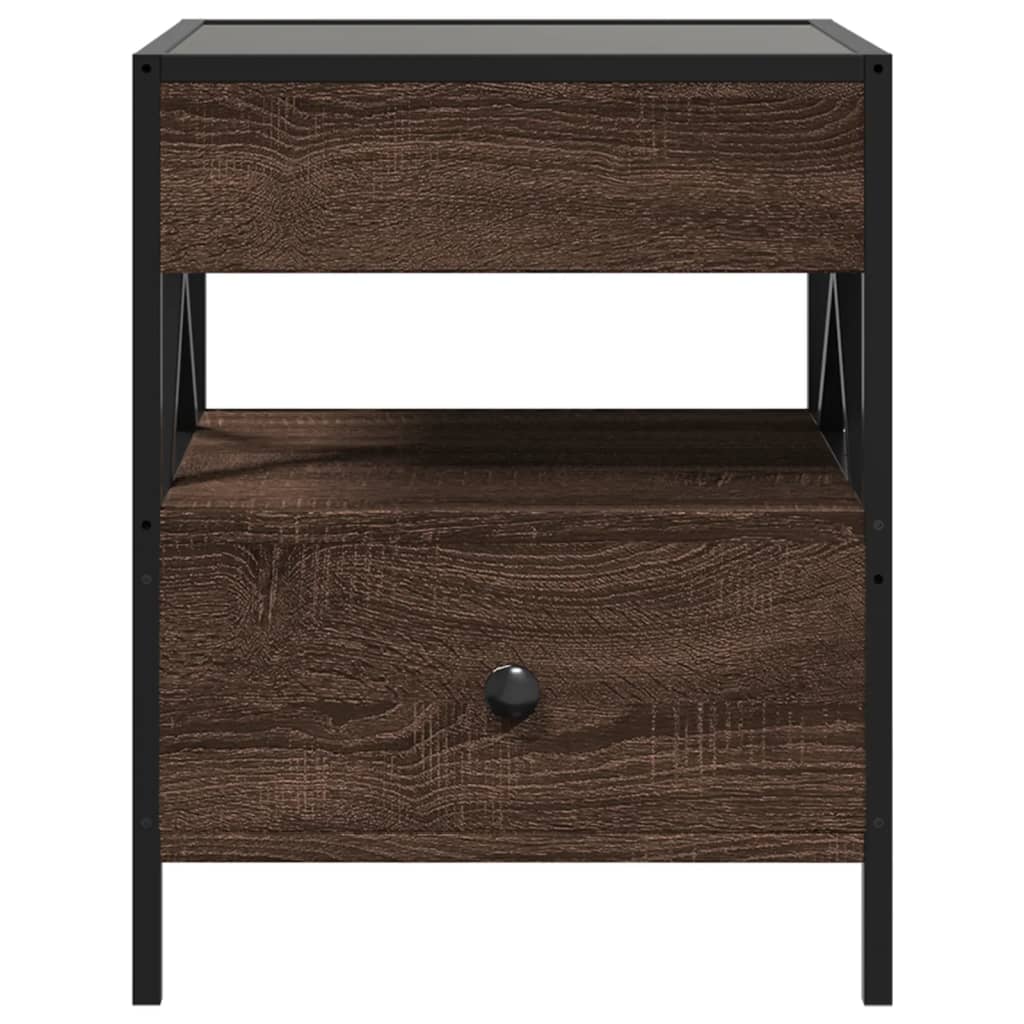 vidaXL Stolik kawowy z LED Infinity, brązowy dąb, 40x40x51 cm